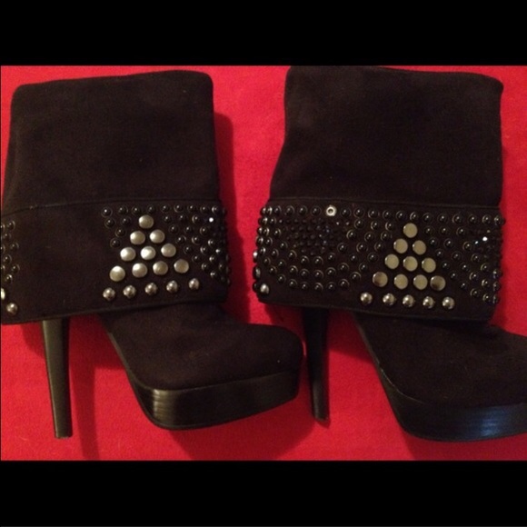 bebe Shoes - BEBE "Nadine" Studded fold over bootie! Sz. 5